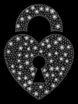 Flare Mesh Wire Frame Heart Lock with Flare Spots Illustrazione stock
