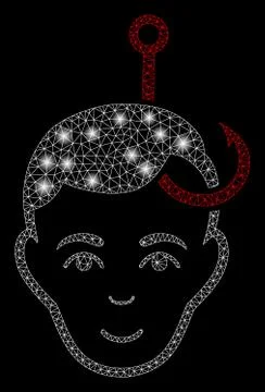 Flare Mesh Wire Frame Hooked Man Head with Flare Spots Illustrazione stock