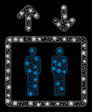 Flare Mesh Wire Frame Human Elevator with Flare Spots Stock Illustration