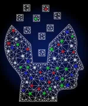 Flare Mesh Wire Frame Human Memory with Flare Spots Illustrazione stock