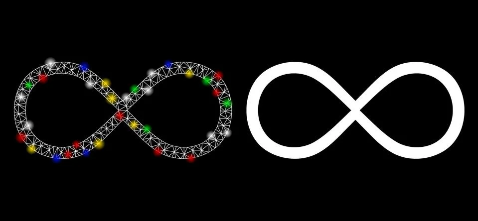 Flare Mesh Wire Frame Infinity Icon with Flare Spots Stock Illustration