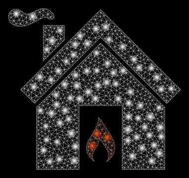 Flare Mesh Wire Frame Kitchen Fire with Flare Spots 스톡 일러스트