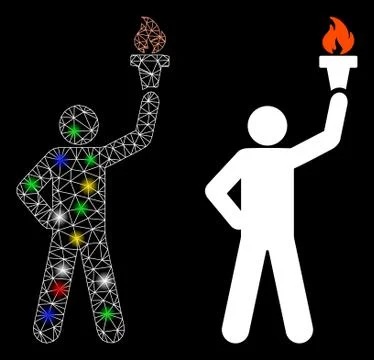 Flare Mesh Wire Frame Leader with Freedom Torch Icon with Flare Spots イラスト素材