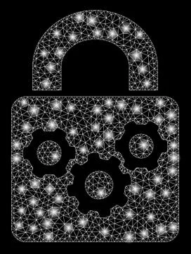 Flare Mesh Wire Frame Lock Gears with Flare Spots イラスト素材