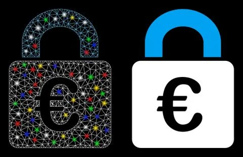 Flare Mesh Wire Frame Lock Icon with Light Spots Stock Illustration