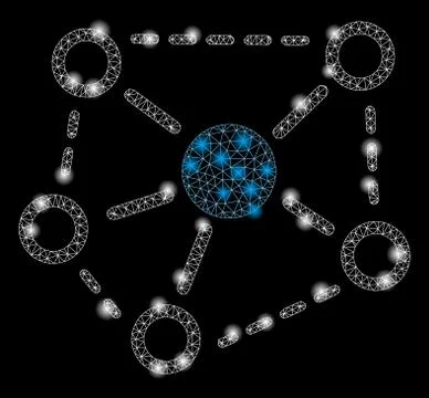 Flare Mesh Wire Frame Molecule Links with Flare Spots Stock Illustration