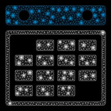 Flare Mesh Wire Frame Month Calendar with Light Spots Stock Illustration
