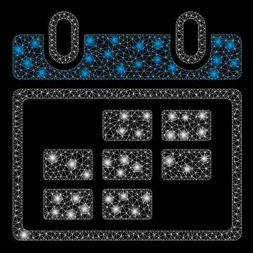 Flare Mesh Wire Frame Month Calendar with Flare Spots Stock Illustration
