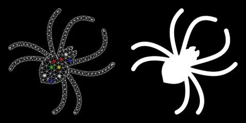 Flare Mesh Wire Frame Parasite Spider Icon with Flare Spots Stock Illustration