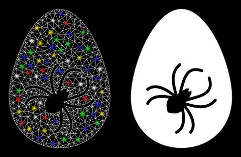 Flare Mesh Wire Frame Parasite Egg Icon with Flare Spots Illustrazione stock