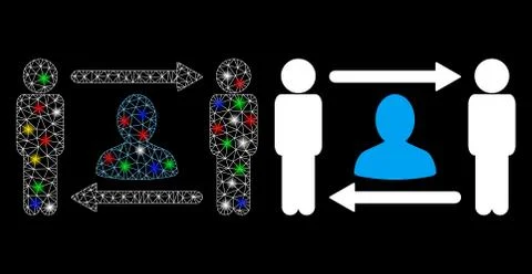 Flare Mesh Wire Frame Persons Friend Exchange Icon with Light Spots Stock Illustration