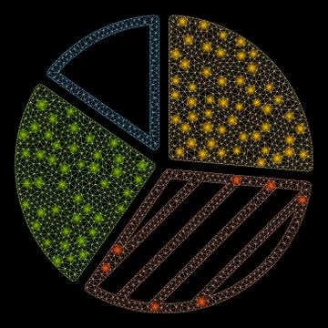 Flare Mesh Wire Frame Pie Chart with Flare Spots Stock Illustration