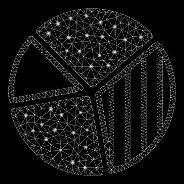Flare Mesh Wire Frame Pie Chart with Flare Spots イラスト素材