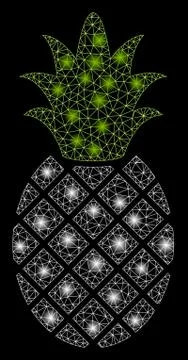 Flare Mesh Wire Frame Pineapple with Flare Spots 스톡 일러스트