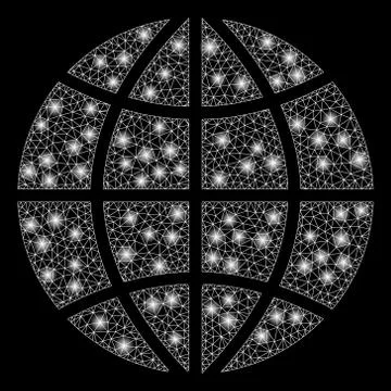 Flare Mesh Wire Frame Planet Globe with Flare Spots Illustrazione stock