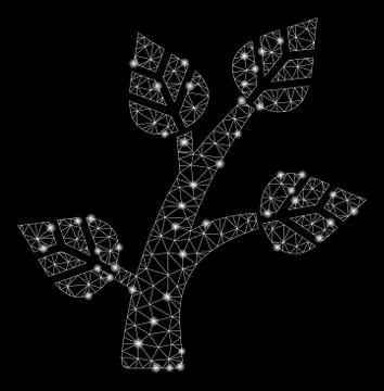Flare Mesh Wire Frame Plant Tree with Flare Spots Stock Illustration