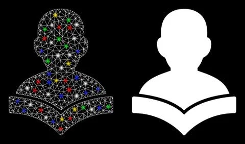 Flare Mesh Wire Frame Reader Student Icon with Flare Spots Stock Illustration