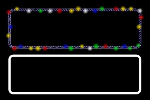 Flare Mesh Wire Frame Rounded Rectangle Frame Icon with Flare Spots Stockillustratie