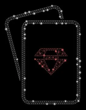 Flare Mesh Wire Frame Ruby Gambling Cards with Flare Spots Stock Illustration