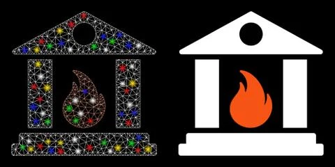 Flare Mesh Wire Frame Sacrificial Temple Fire Icon with Flare Spots 스톡 일러스트