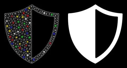 Flare Mesh Wire Frame Shield Icon with Flare Spots Stock Illustration