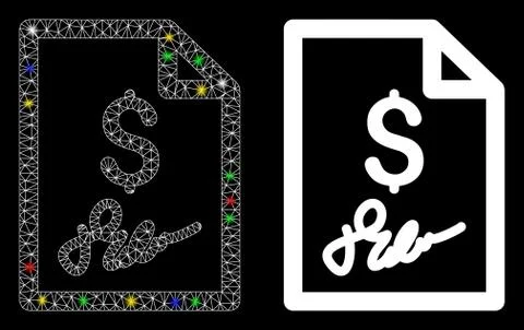 Flare Mesh Wire Frame Signed Bill Icon with Light Spots Illustrazione stock