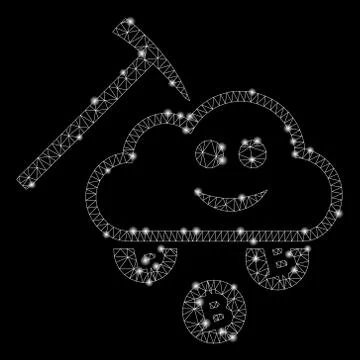 Flare Mesh Wire Frame Smile Cloud Mining with Light Spots Stock Illustration