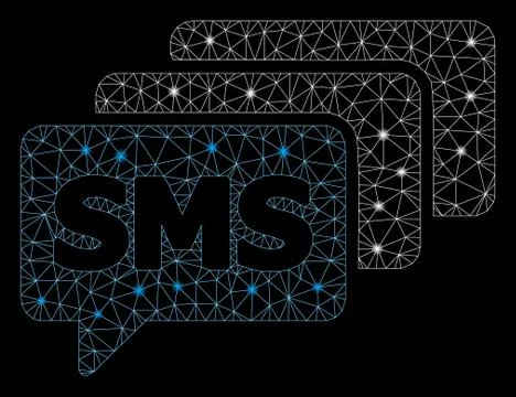 Flare Mesh Wire Frame SMS Queue with Flare Spots Stock Illustration