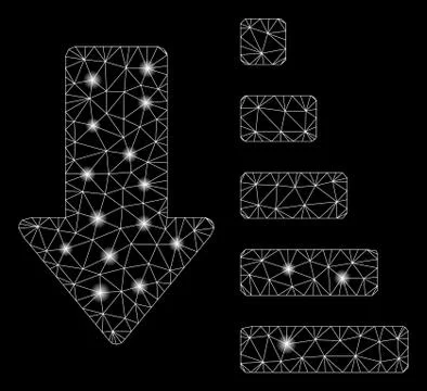 Flare Mesh Wire Frame Sort Down Arrow with Flare Spots Stock Illustration