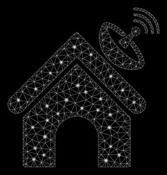 Flare Mesh Wire Frame Space Antenna Building with Flare Spots Ilustración de archivo