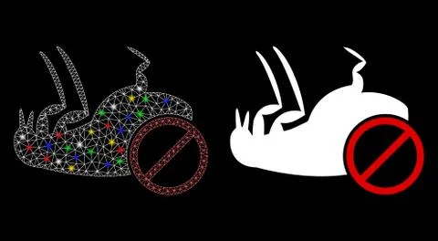 Flare Mesh Wire Frame Stop Flea Icon with Flare Spots Stock Illustration