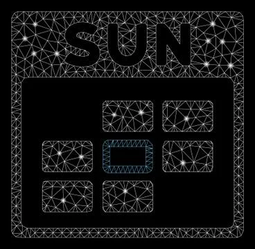 Flare Mesh Wire Frame Sunday Calendar Grid with Flare Spots 스톡 일러스트