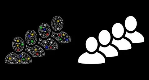 Flare Mesh Wire Frame User Queue Icon with Flare Spots Stock Illustration