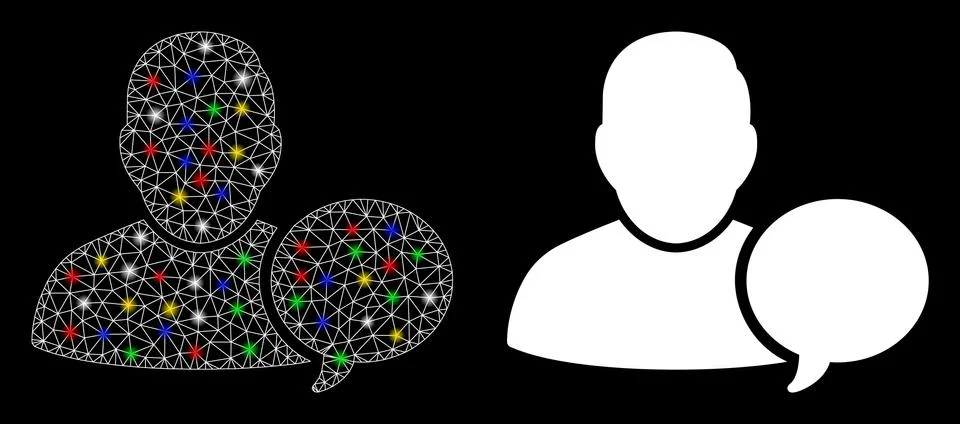 Flare Mesh Wire Frame User Hint Balloon Icon with Flare Spots Ilustración de archivo