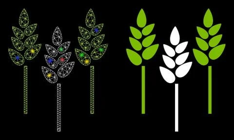 Flare Mesh Wire Frame Wheat Ears Icon with Flare Spots イラスト素材