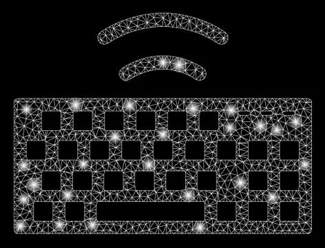 Flare Mesh Wire Frame Wireless Keyboard with Flare Spots Stock Illustration