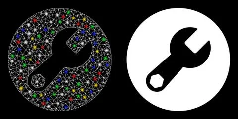 Flare Mesh Wire Frame Wrench Icon with Flare Spots Stockillustratie