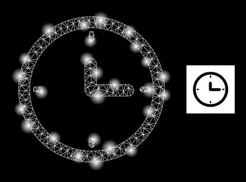 Flare Net Clock Icon with Constellation Lightspots Illustrazione stock