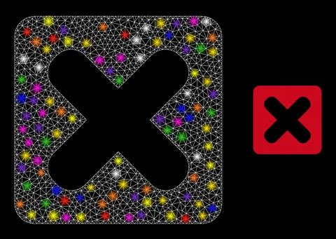 Flare Net Close Button Icon with Constellation Color Light Spots Stock Illustration
