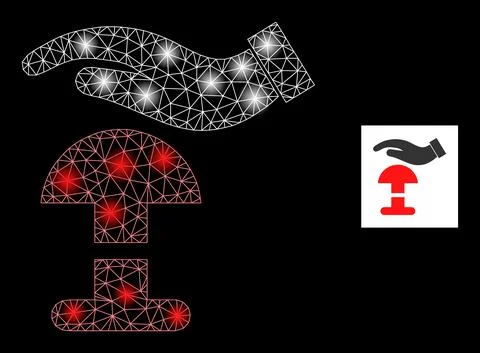 Flare Network Press Alarm Button Icon with Glare Lightspots Stock Illustration