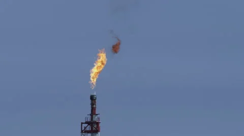 Flare on an oil rig Stock Footage 57297327