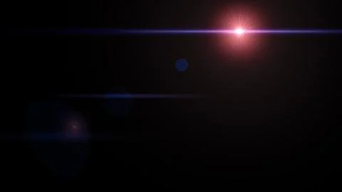 Flare overlay light red star isolated on black background, realistic optical  Stock Illustration