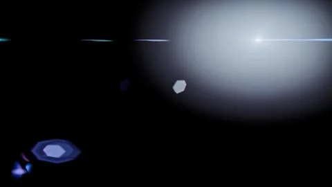 Flare overlay light white glow isolated on black background, realistic optica Stock Illustration