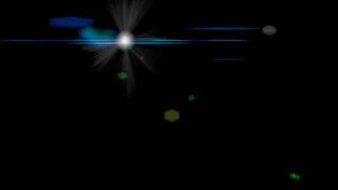 Flare overlay light white starburst isolated on black background, realistic o Stock Illustration