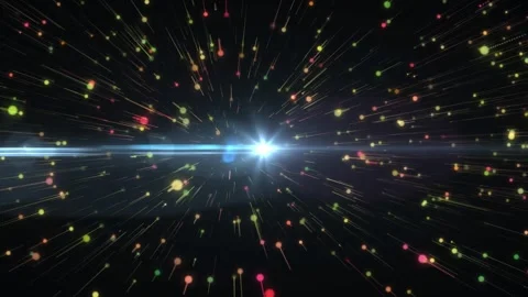 Flare rising, particles stretching, brown briefcase emerging and centering for Stock Footage 326994396