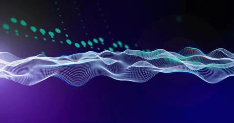 Flare sparking layered waveform moving on navy field rising peaks showing Stock Illustration