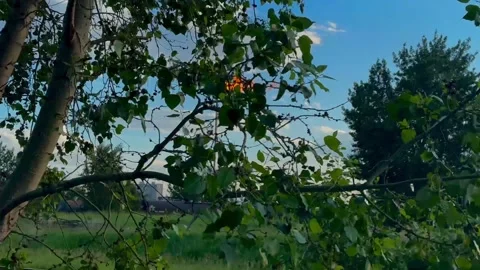 Flare stack, Gas flares by the rail industrial area, Calgary, Alberta, Canada Stock Footage 341857217