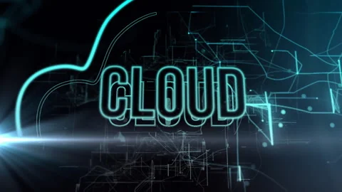 Flare sweeping from left causing letters forming CLOUD and outline tracing to Stock Footage 314183438