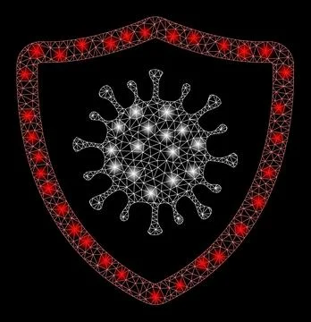 Flare Triangulated Net Mesh Virus Shield Icon with Glare Spots Stock Illustration