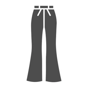 Flared pants solid icon, clothes concept, retro pants sign on white background Illustrazione stock